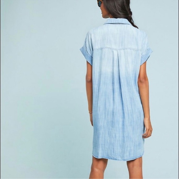 Cloth & Stone Anthropologie Light Blue Chambray Shirt Dress size medium - Picture 2 of 11